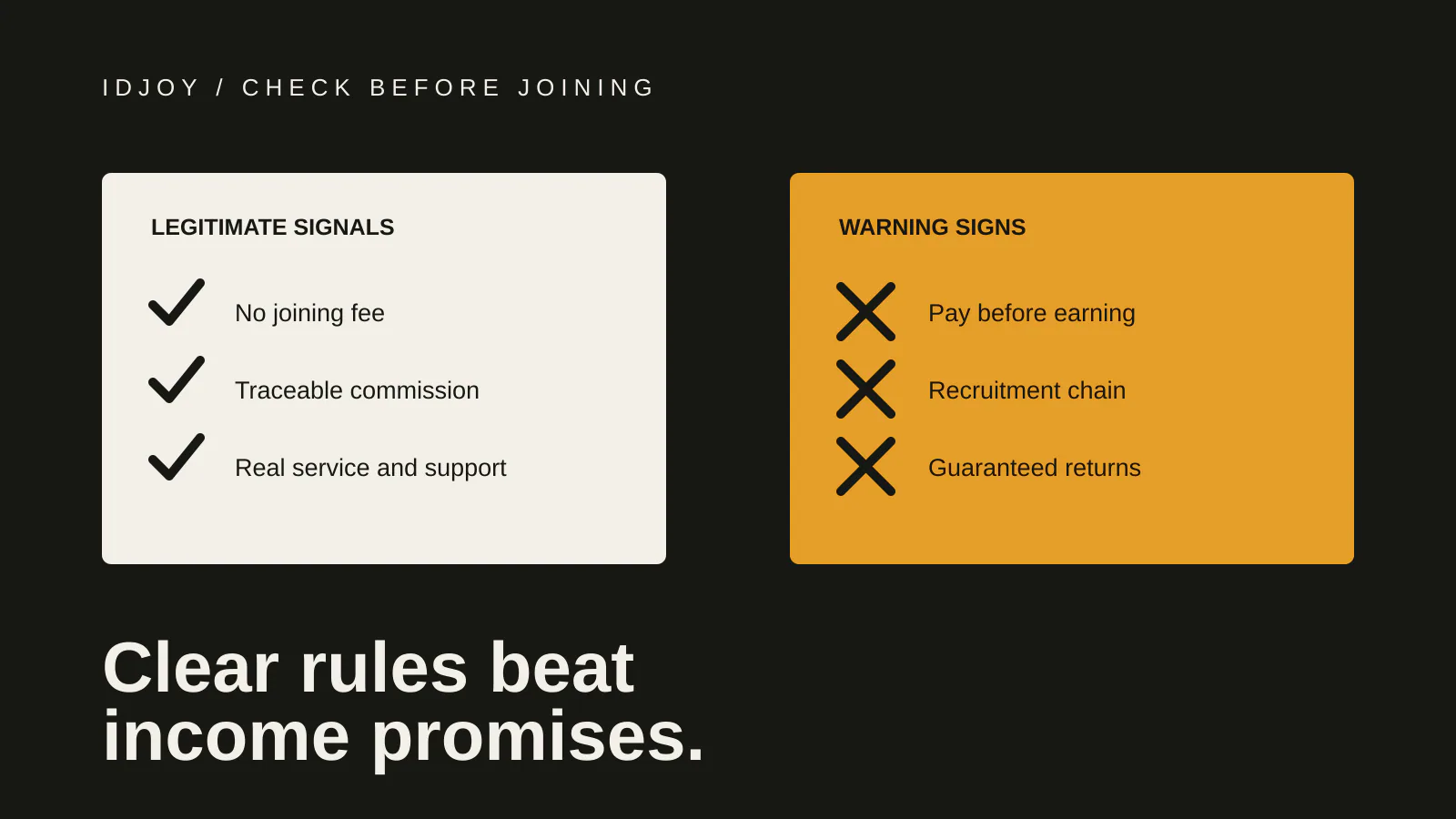 A checklist separating legitimate South African referral work from scam warning signs