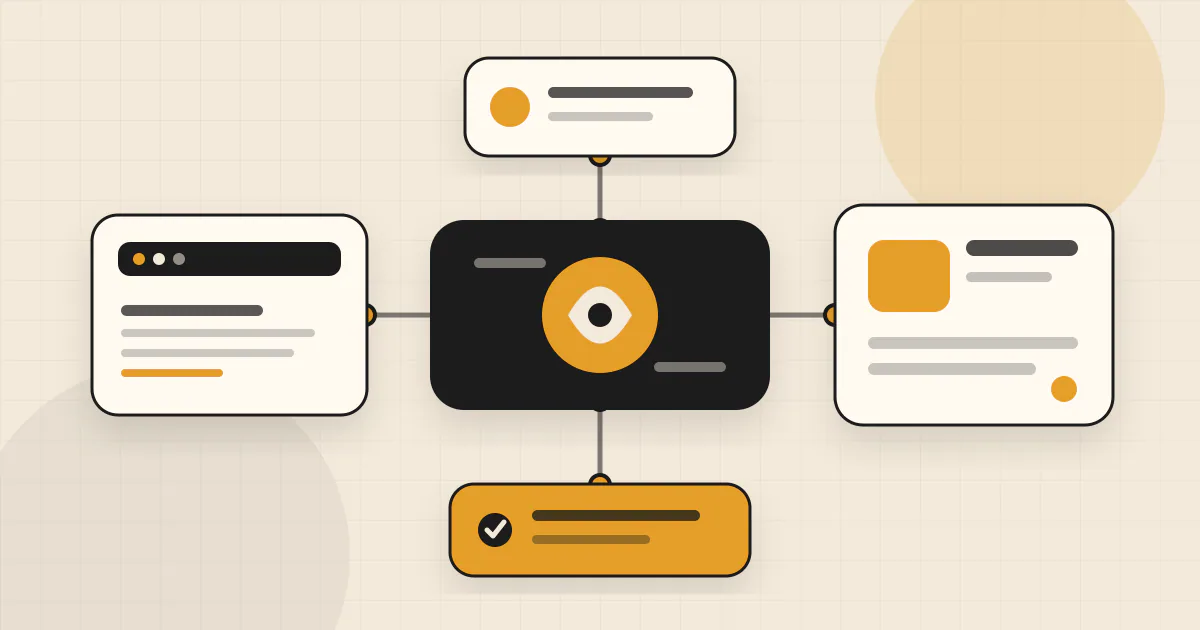 Editorial AI workspace illustration representing structured business planning and research