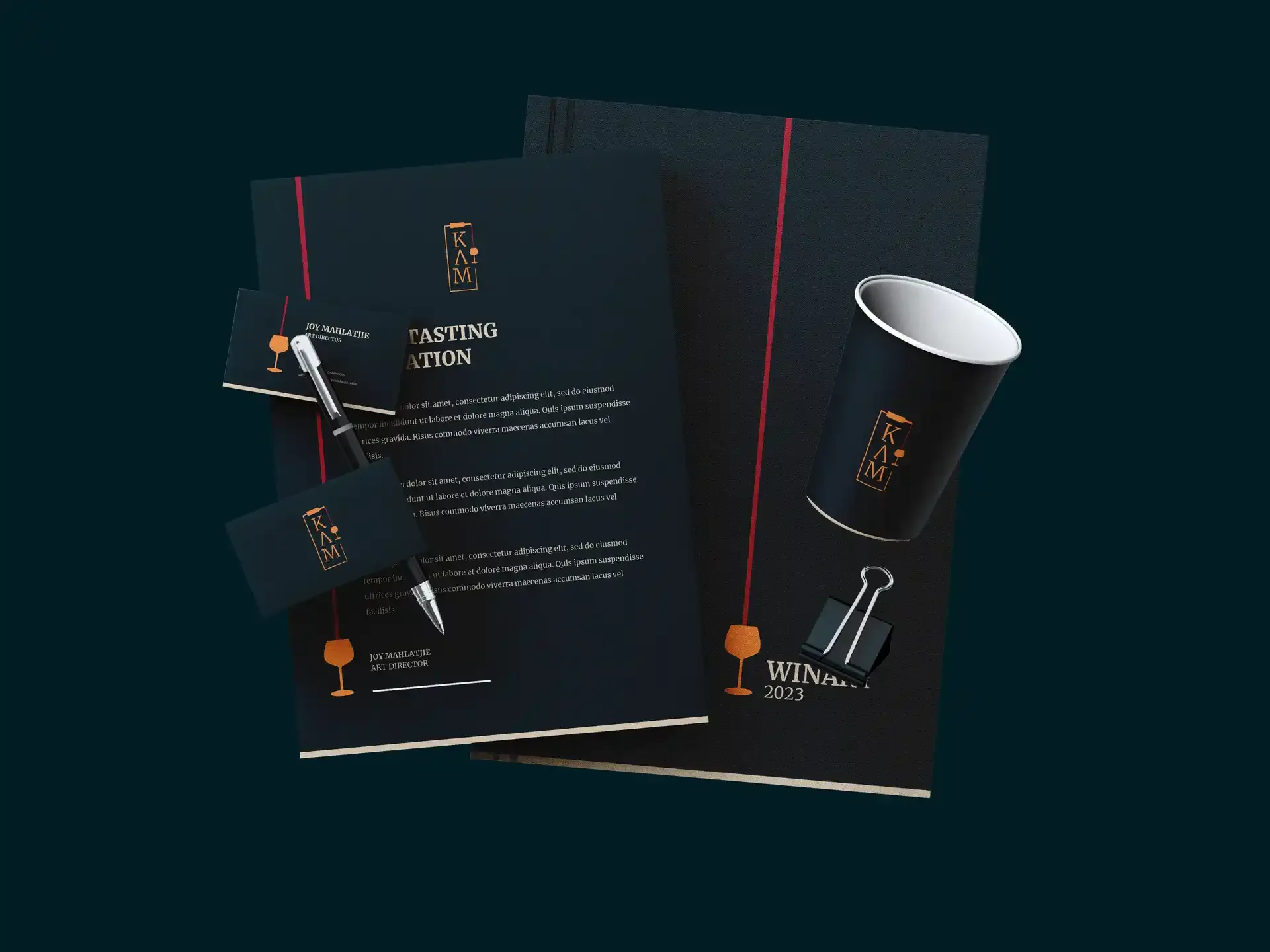 KAMN Wine premium brand identity stationary
