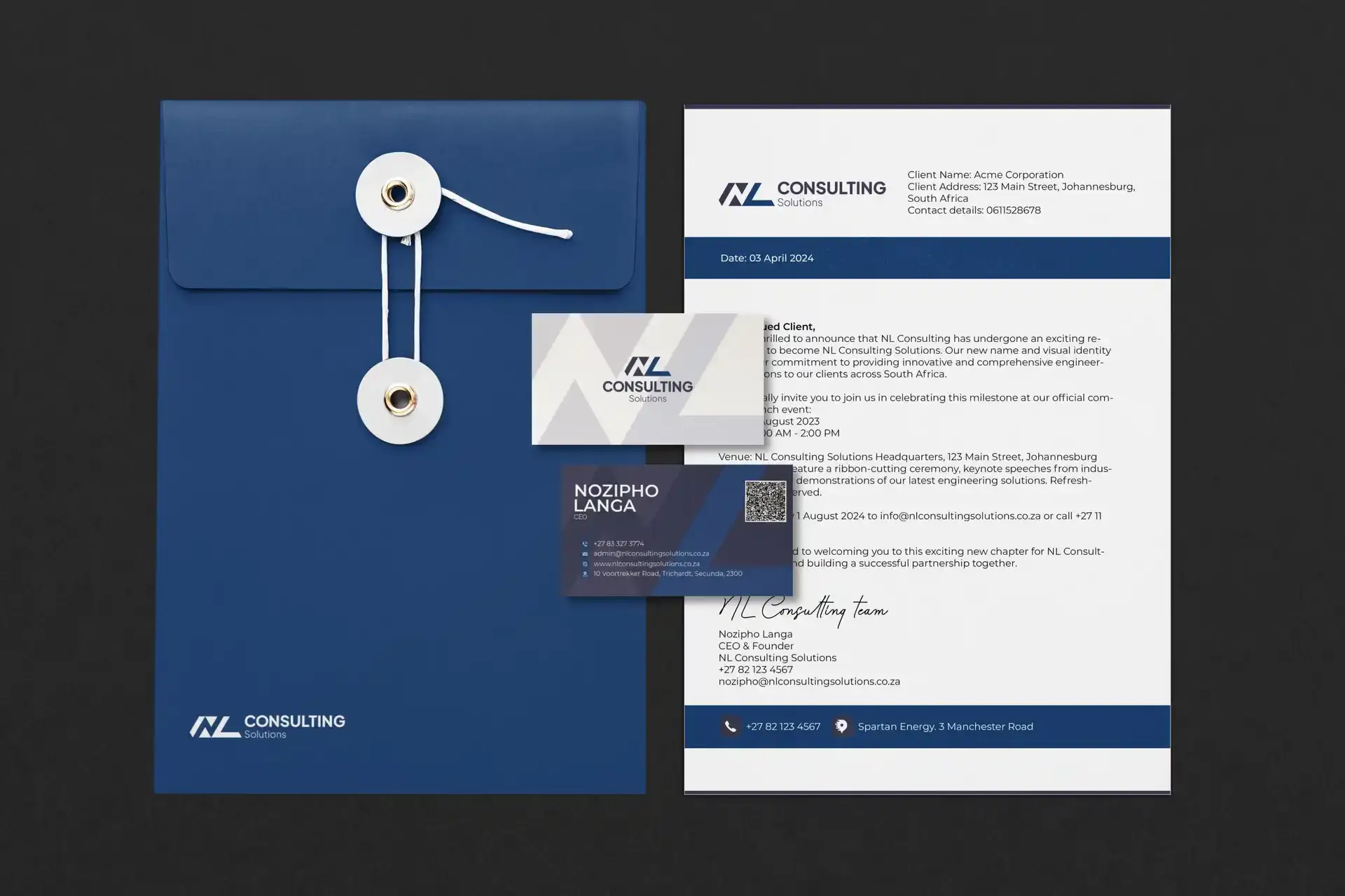 NL Consulting corporate stationary design