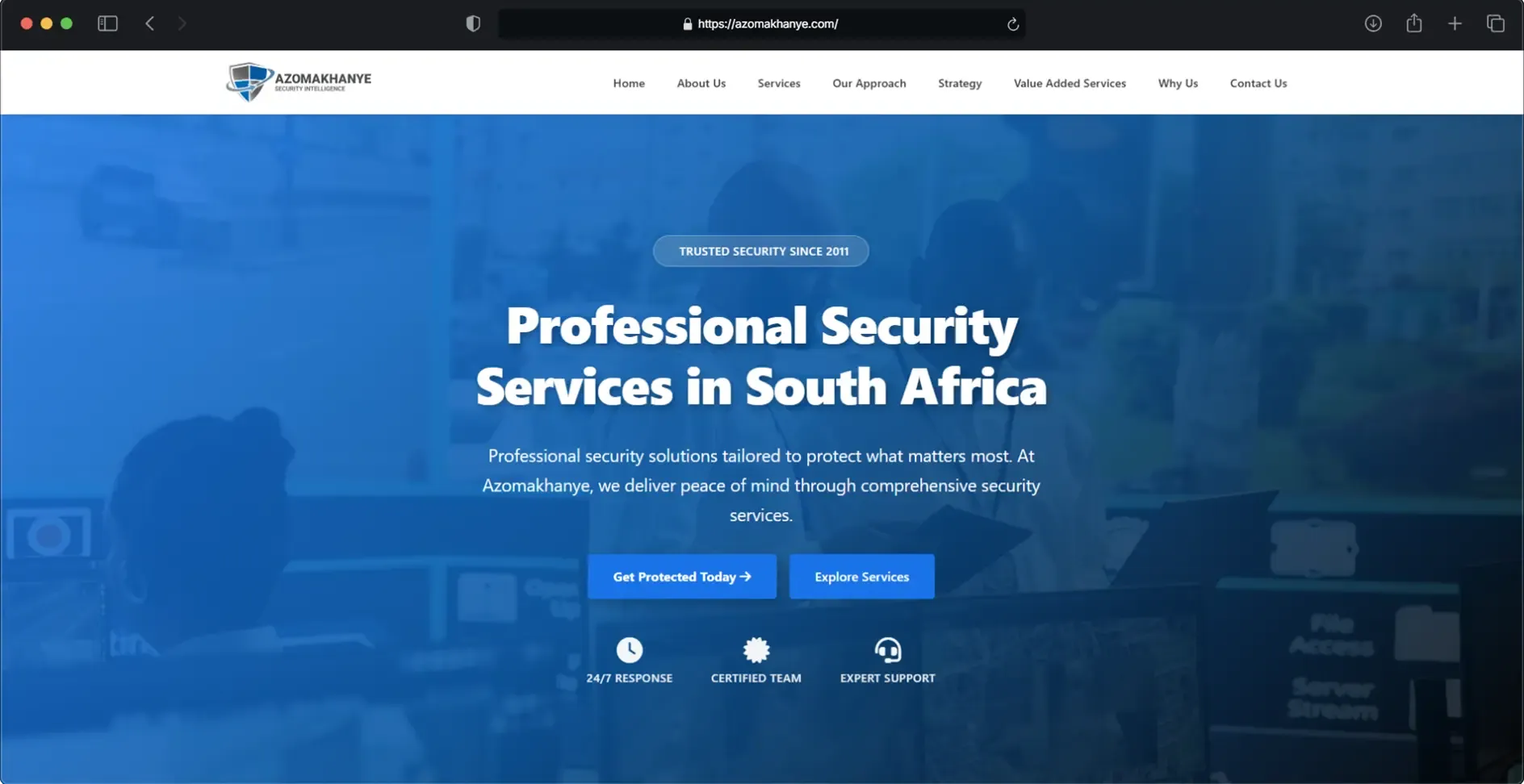 Azomakhanye business website with warm gradients and service cards