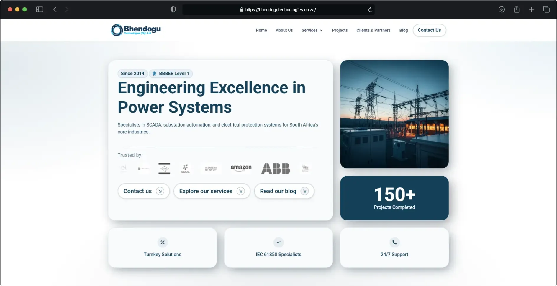 Bhendogu Technologies corporate site with modern illustrations