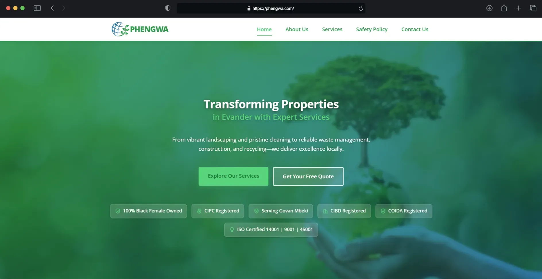 Phengwa creative studio website with immersive hero design